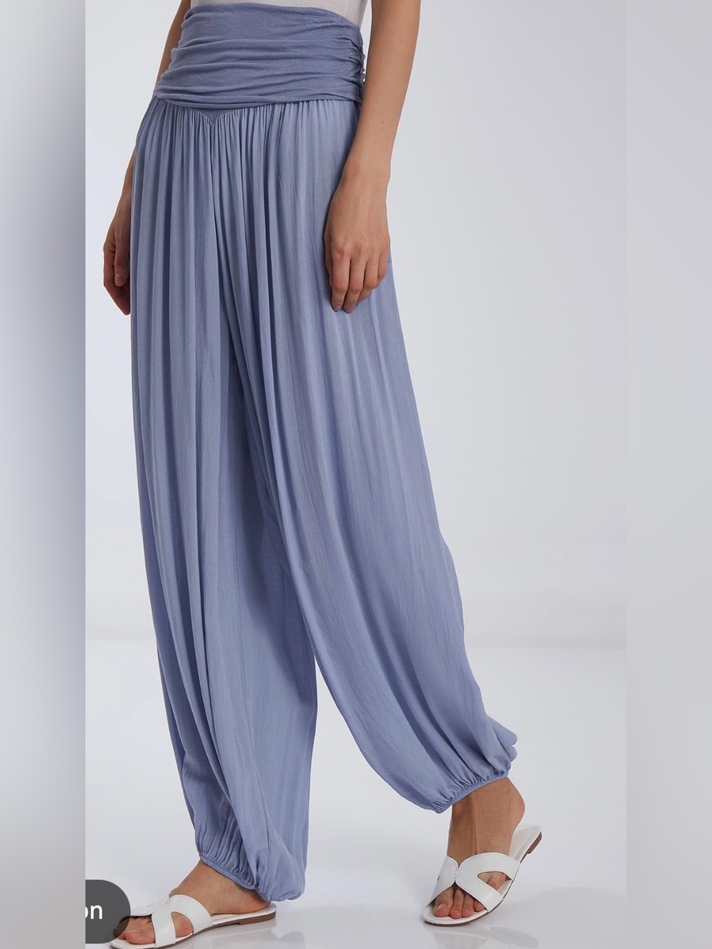 Beyond Capri Made in Italy Wide-Leg Pleated Harem Periwinkle Balloon Pants OS